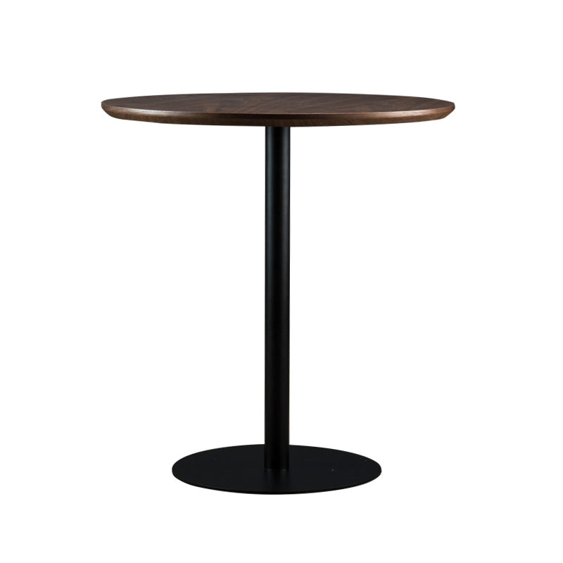 Round Dining Table Modern Wood Tabletop with Metal Pedestal Base