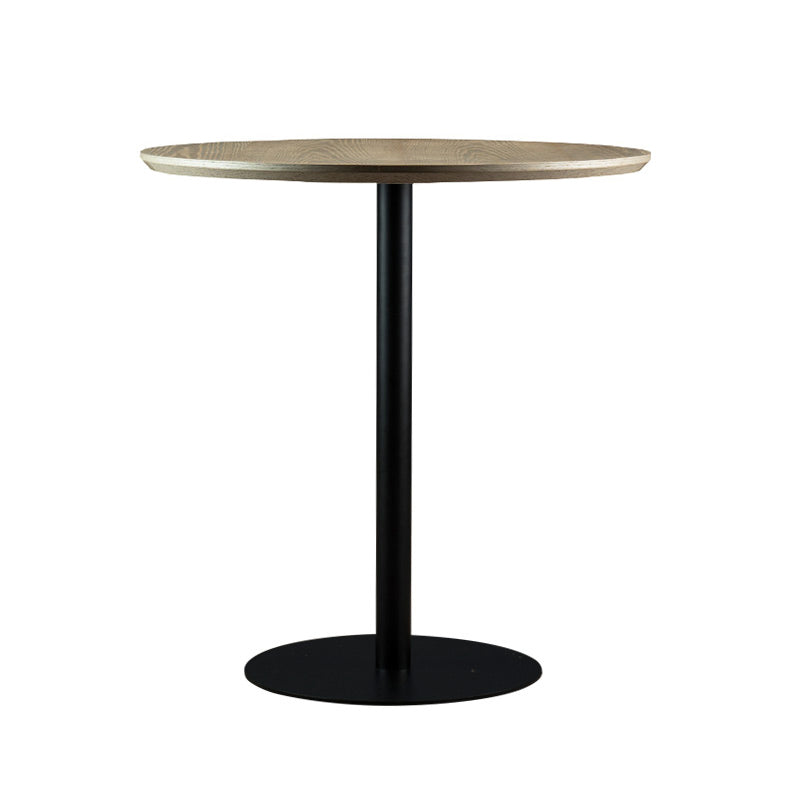 Round Dining Table Modern Wood Tabletop with Metal Pedestal Base