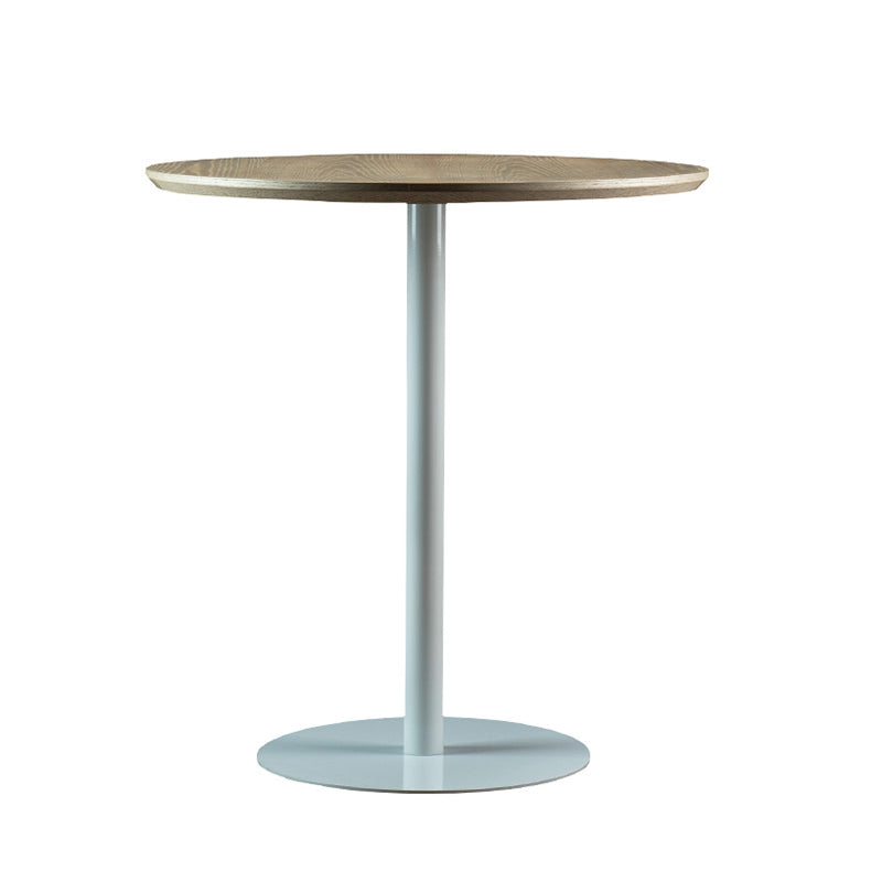 Round Dining Table Modern Wood Tabletop with Metal Pedestal Base