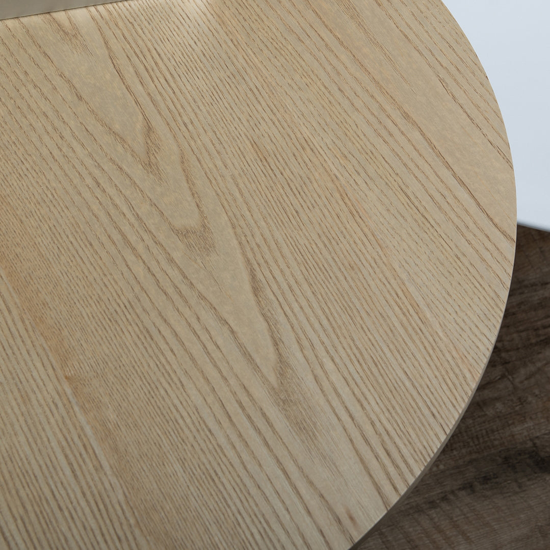 Round Dining Table Modern Wood Tabletop with Metal Pedestal Base