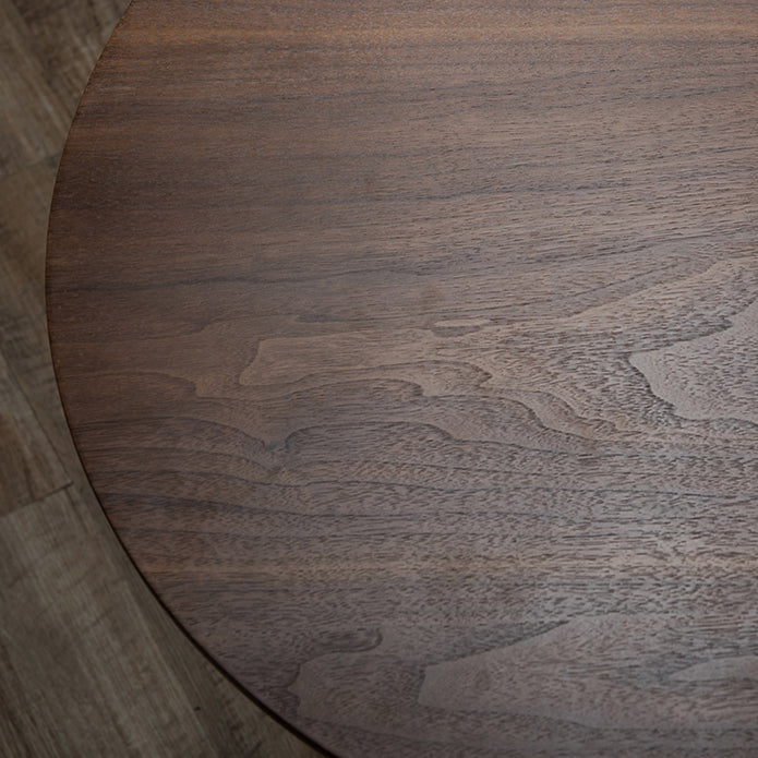 Round Dining Table Modern Wood Tabletop with Metal Pedestal Base