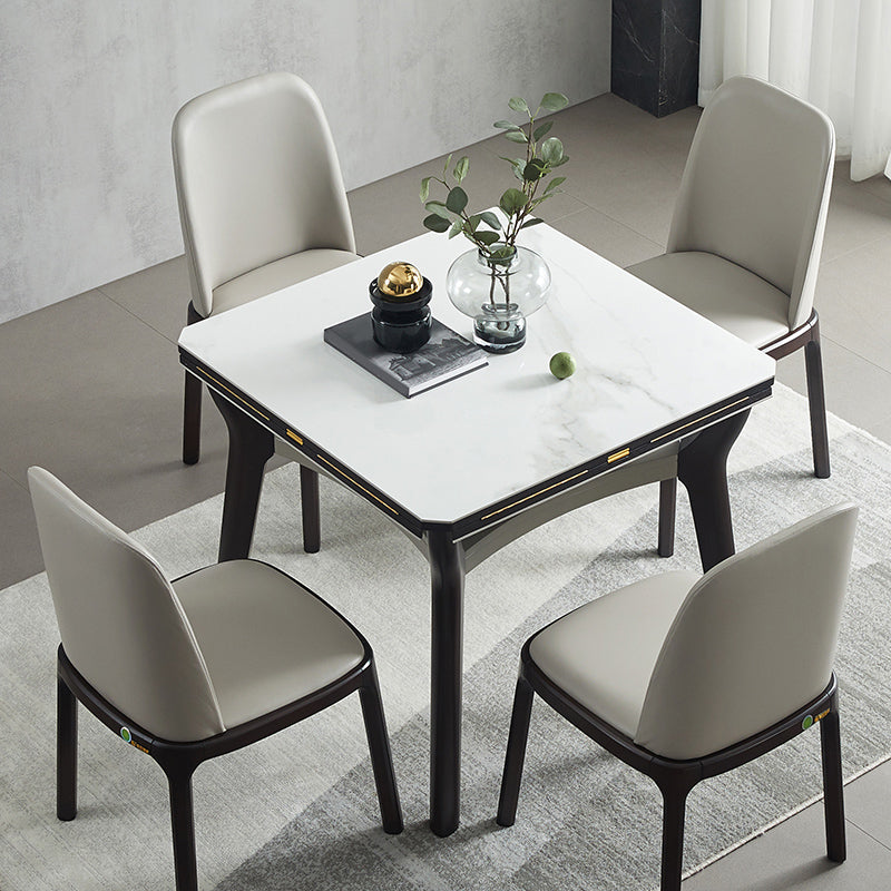 Modern Extendable Stone Drop Leaf Folding Square Dining Table for Dining Room Clearhalo 'Dining Tables & Seating' 'Dining Tables' 'dining_table' 'furn' 'furn_dining_table' 'Furniture' 'Kitchen & Dining Furniture' 7732980