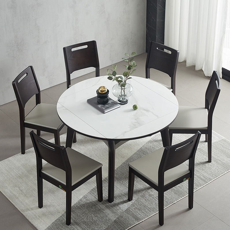 Modern Extendable Stone Drop Leaf Folding Square Dining Table for Dining Room Clearhalo 'Dining Tables & Seating' 'Dining Tables' 'dining_table' 'furn' 'furn_dining_table' 'Furniture' 'Kitchen & Dining Furniture' 7732981