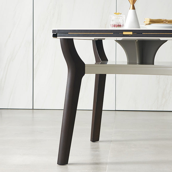 Modern Extendable Stone Drop Leaf Folding Square Dining Table for Dining Room Clearhalo 'Dining Tables & Seating' 'Dining Tables' 'dining_table' 'furn' 'furn_dining_table' 'Furniture' 'Kitchen & Dining Furniture' 7732986