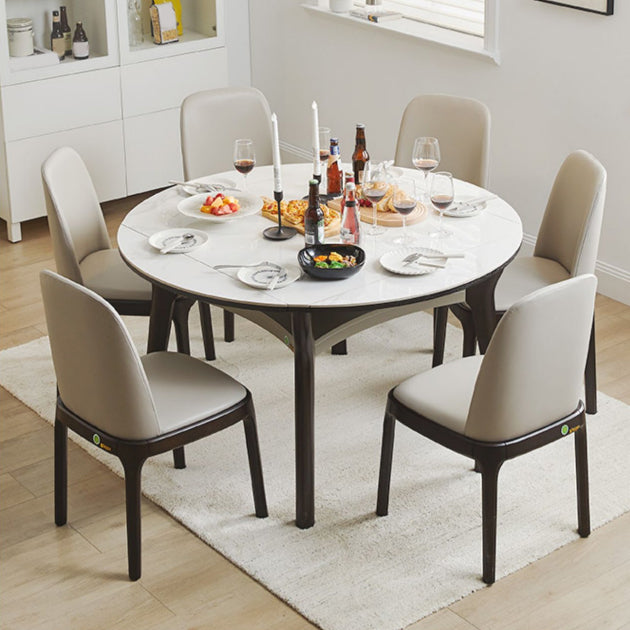 Modern Extendable Stone Drop Leaf Folding Square Dining Table for Dining Room Clearhalo 'Dining Tables & Seating' 'Dining Tables' 'dining_table' 'furn' 'furn_dining_table' 'Furniture' 'Kitchen & Dining Furniture' 7732987