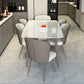 Modern Rectangular White Stone Top Dining Table with 4 Legs Base Clearhalo 'Dining Tables & Seating' 'Dining Tables' 'dining_table' 'furn' 'furn_dining_table' 'Furniture' 'Kitchen & Dining Furniture' 7732991