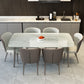 Modern Rectangular White Stone Top Dining Table with 4 Legs Base Clearhalo 'Dining Tables & Seating' 'Dining Tables' 'dining_table' 'furn' 'furn_dining_table' 'Furniture' 'Kitchen & Dining Furniture' 7732992