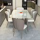 Modern Rectangular White Stone Top Dining Table with 4 Legs Base Clearhalo 'Dining Tables & Seating' 'Dining Tables' 'dining_table' 'furn' 'furn_dining_table' 'Furniture' 'Kitchen & Dining Furniture' 7732998