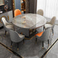 Grey Round Stone Tabletop Extendable Dining Table with Storage Clearhalo 'Dining Tables & Seating' 'Dining Tables' 'dining_table' 'furn' 'furn_dining_table' 'Furniture' 'Kitchen & Dining Furniture' 7733006