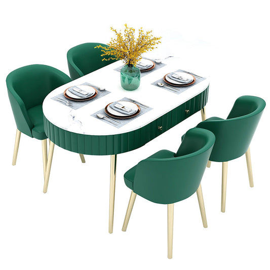 4/5 piezas de comedor de piedra sinterizada ovalada para el hogar para el hogar