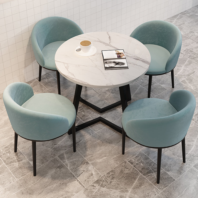 5 Piece Round Shape Contemporary Dining Room Chair and Table Set