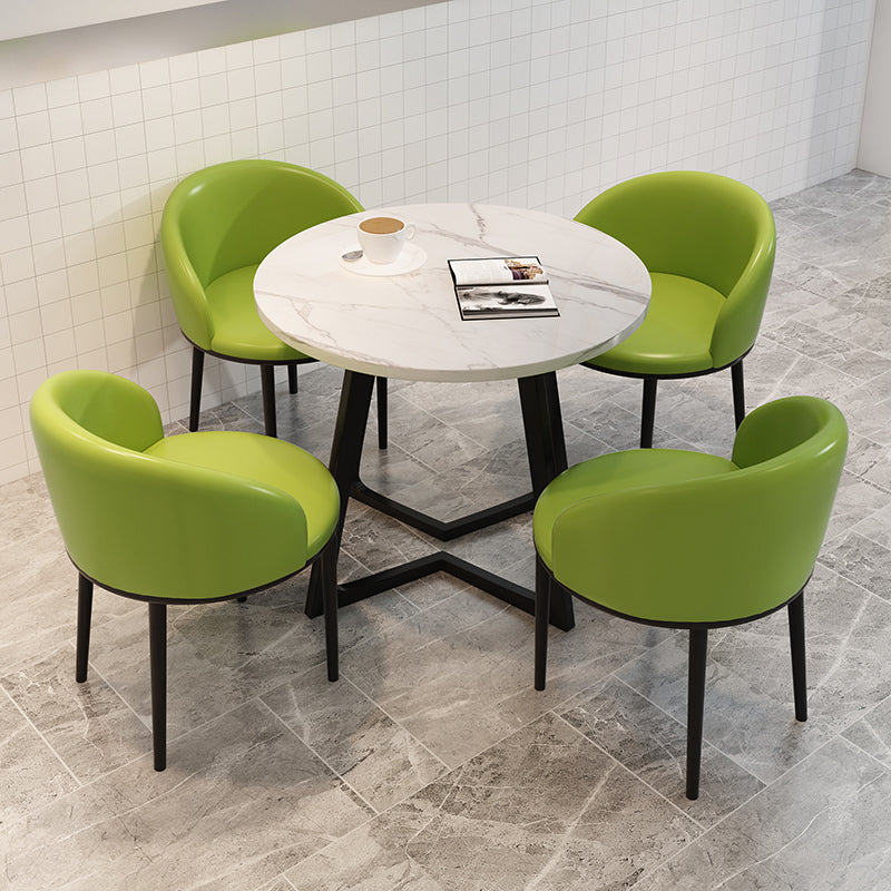 5 Piece Round Shape Contemporary Dining Room Chair and Table Set