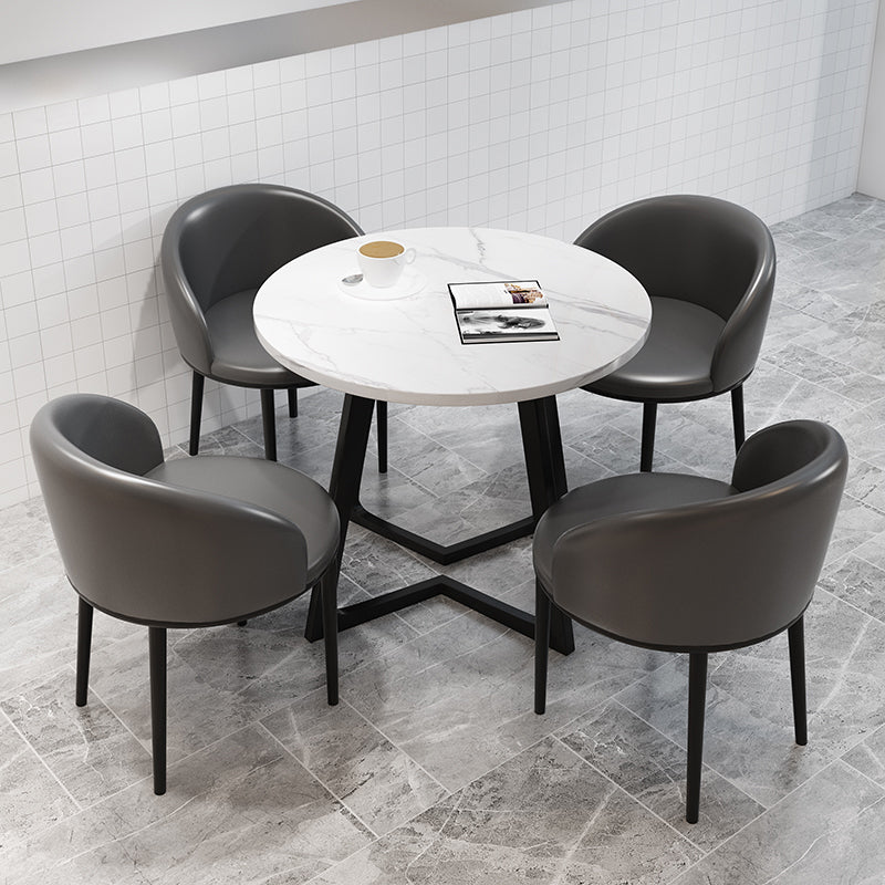 5 Piece Round Shape Contemporary Dining Room Chair and Table Set