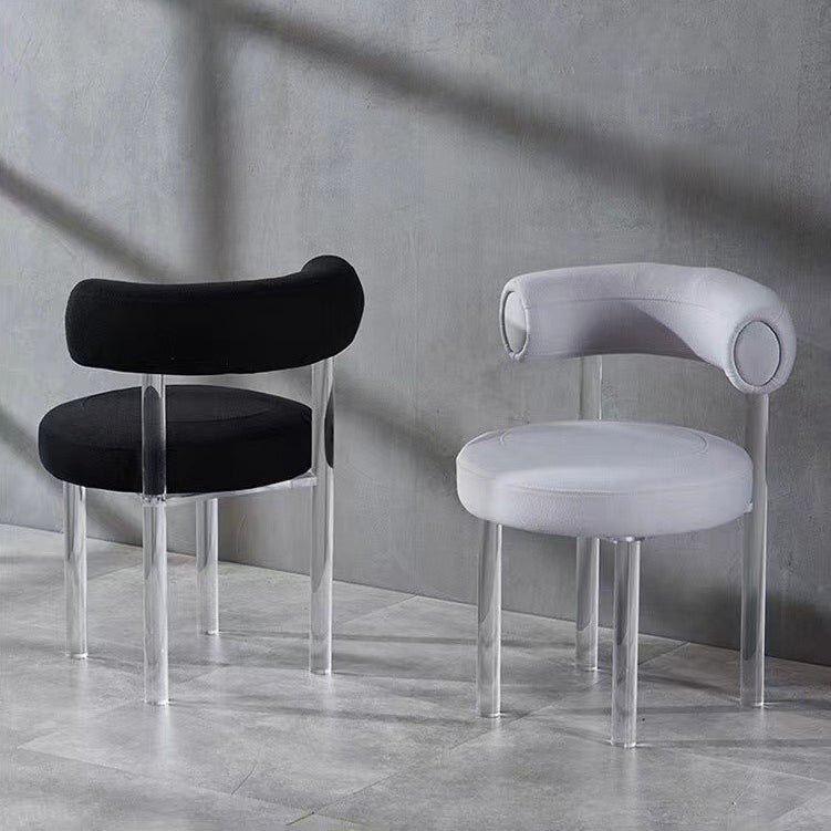 Contemporary Upholstered and Acrylic Dining Side Chair for Kitchen Clearhalo 'Dining Chairs' 'Dining Tables & Seating' 'dining_chair' 'furn' 'furn_dining_chair' 'Furniture' 'Kitchen & Dining Furniture' 7733239
