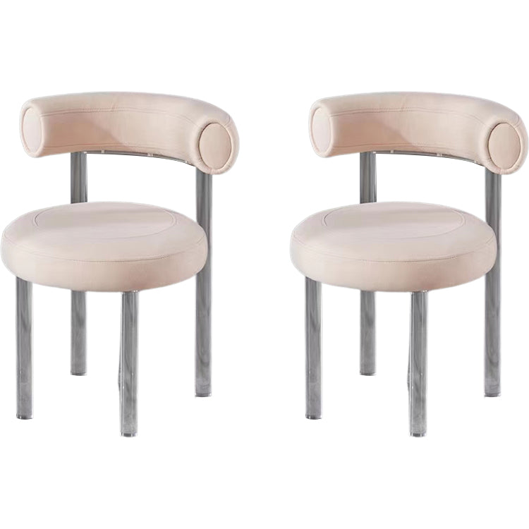 Contemporary Upholstered and Acrylic Dining Side Chair for Kitchen Apricot 2 Piece Set Clearhalo 'Dining Chairs' 'Dining Tables & Seating' 'dining_chair' 'furn' 'furn_dining_chair' 'Furniture' 'Kitchen & Dining Furniture' 7733261