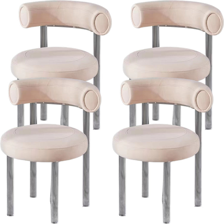 Contemporary Upholstered and Acrylic Dining Side Chair for Kitchen Apricot 4 Piece Set Clearhalo 'Dining Chairs' 'Dining Tables & Seating' 'dining_chair' 'furn' 'furn_dining_chair' 'Furniture' 'Kitchen & Dining Furniture' 7733262