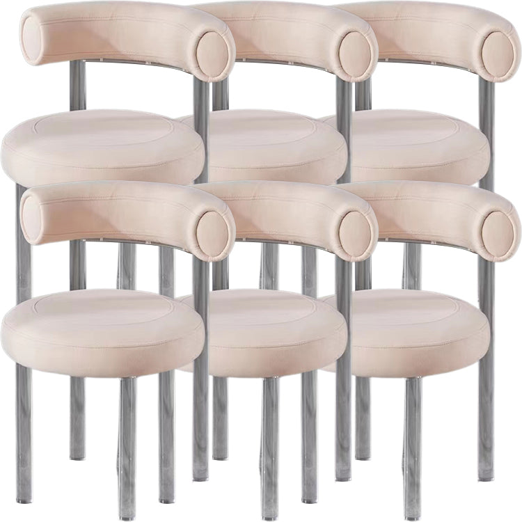 Contemporary Upholstered and Acrylic Dining Side Chair for Kitchen Apricot 6 Piece Set Clearhalo 'Dining Chairs' 'Dining Tables & Seating' 'dining_chair' 'furn' 'furn_dining_chair' 'Furniture' 'Kitchen & Dining Furniture' 7733263