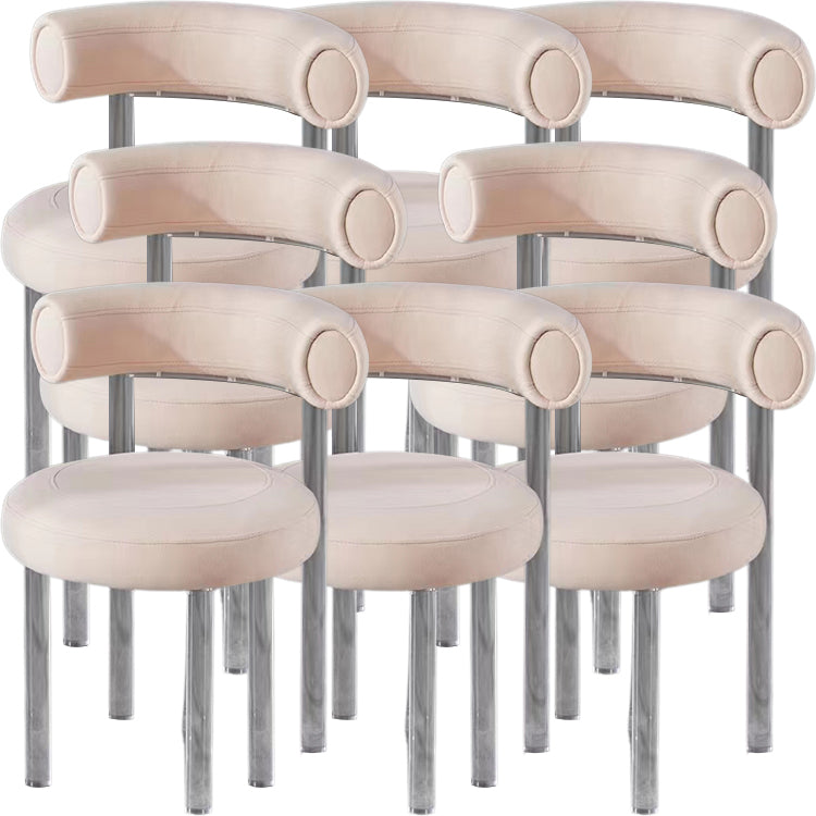 Contemporary Upholstered and Acrylic Dining Side Chair for Kitchen Apricot 8 Piece Set Clearhalo 'Dining Chairs' 'Dining Tables & Seating' 'dining_chair' 'furn' 'furn_dining_chair' 'Furniture' 'Kitchen & Dining Furniture' 7733264