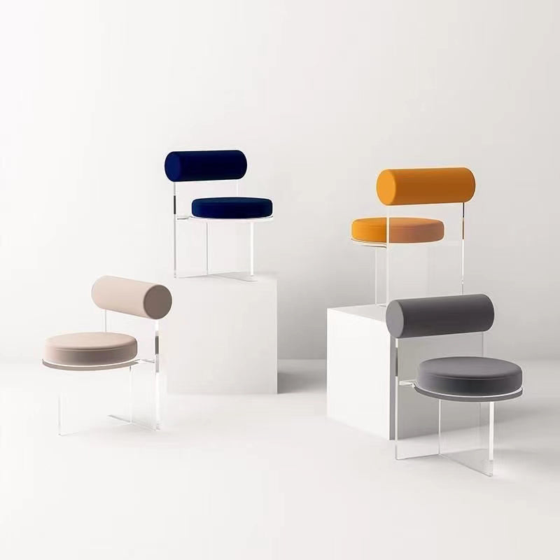 Silla lateral de comedor tapizada y acrílica contemporánea para el hogar