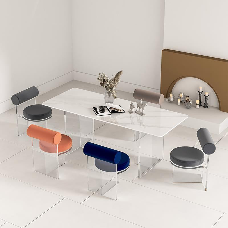 Silla lateral de comedor tapizada y acrílica contemporánea para el hogar