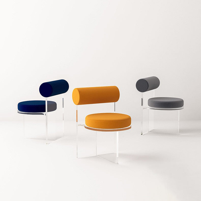 Silla lateral de comedor tapizada y acrílica contemporánea para el hogar