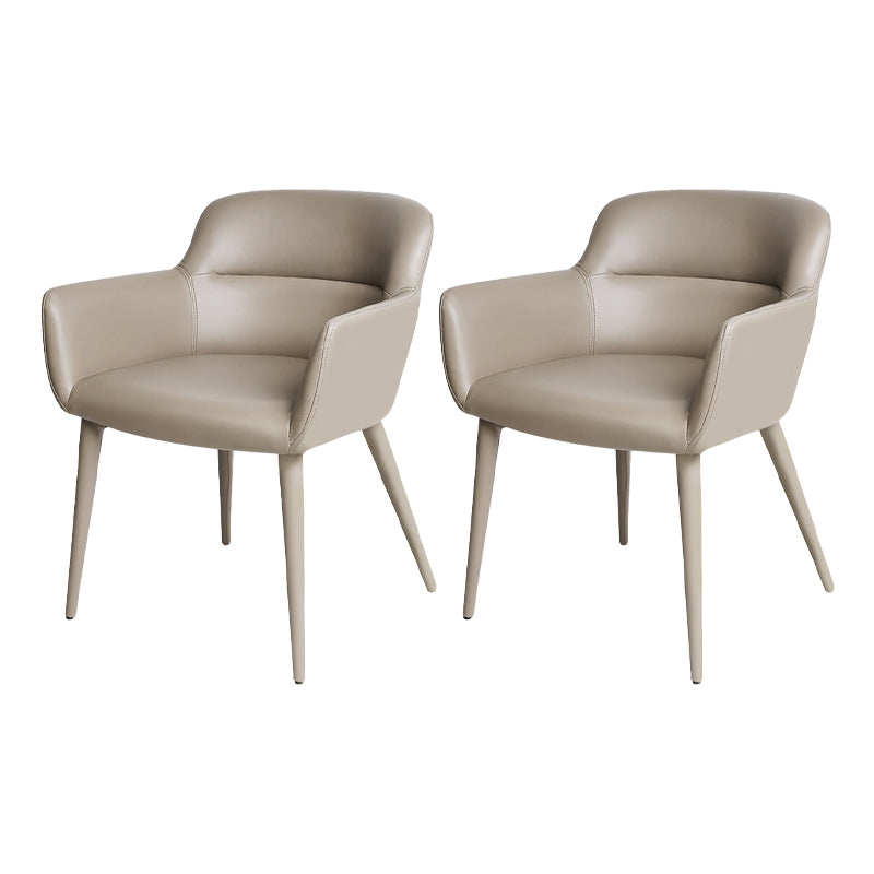 Zeitgenössische künstliche Lederarm -Speisen und Akzentstühle in Grau