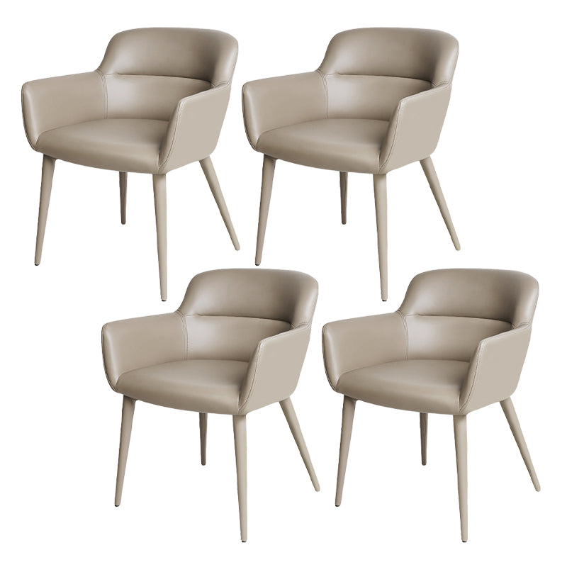 Zeitgenössische künstliche Lederarm -Speisen und Akzentstühle in Grau