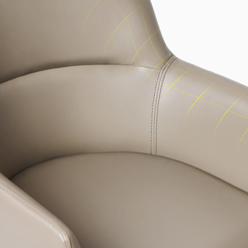 Zeitgenössische künstliche Lederarm -Speisen und Akzentstühle in Grau