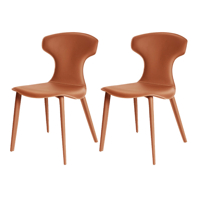 Contemporary Faux Leather Dining and Accent Chairs for Kitchen Orange 2 Piece Set Clearhalo 'Dining Chairs' 'Dining Tables & Seating' 'dining_chair' 'furn' 'furn_dining_chair' 'Furniture' 'Kitchen & Dining Furniture' 7733352