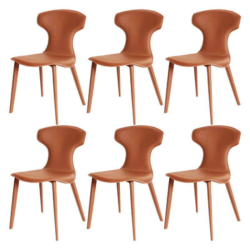 Contemporary Faux Leather Dining and Accent Chairs for Kitchen Orange 6 Piece Set Clearhalo 'Dining Chairs' 'Dining Tables & Seating' 'dining_chair' 'furn' 'furn_dining_chair' 'Furniture' 'Kitchen & Dining Furniture' 7733356
