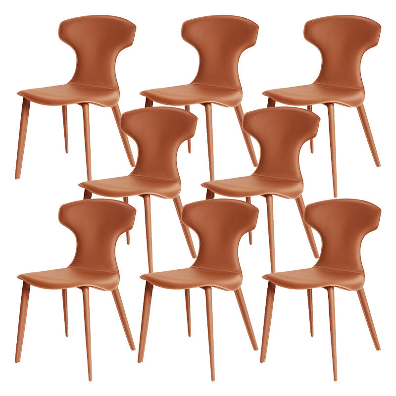 Contemporary Faux Leather Dining and Accent Chairs for Kitchen Orange 8 Piece Set Clearhalo 'Dining Chairs' 'Dining Tables & Seating' 'dining_chair' 'furn' 'furn_dining_chair' 'Furniture' 'Kitchen & Dining Furniture' 7733359