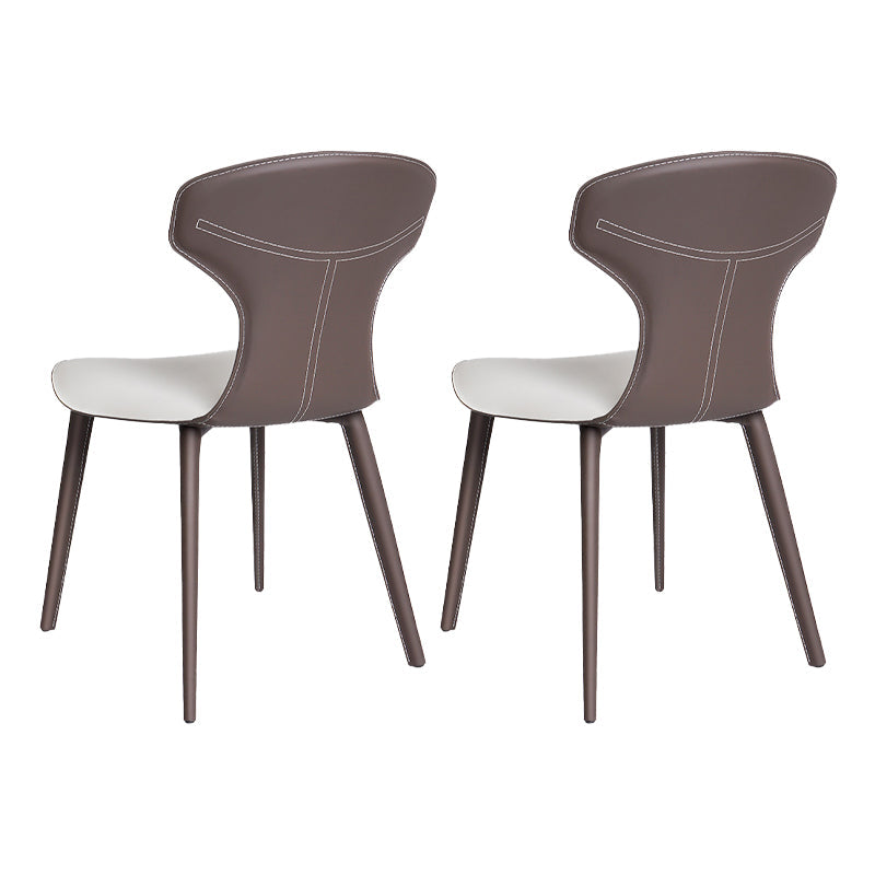 Contemporary Faux Leather Dining and Accent Chairs for Kitchen Beige Gray 2 Piece Set Clearhalo 'Dining Chairs' 'Dining Tables & Seating' 'dining_chair' 'furn' 'furn_dining_chair' 'Furniture' 'Kitchen & Dining Furniture' 7733361