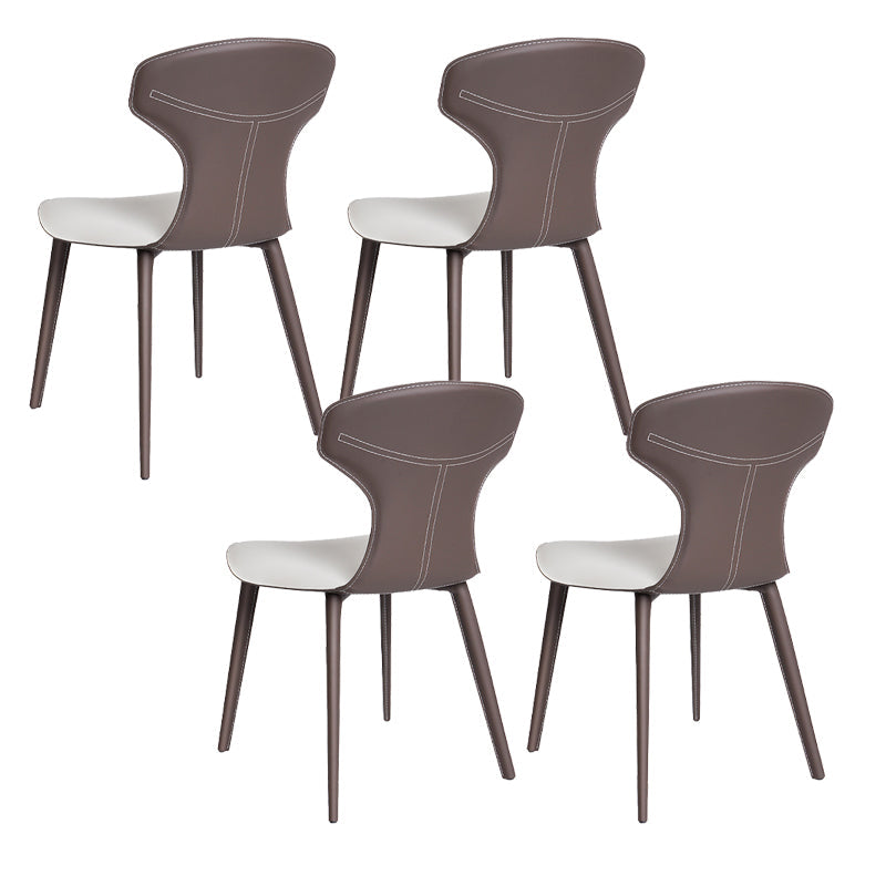 Contemporary Faux Leather Dining and Accent Chairs for Kitchen Beige Gray 4 Piece Set Clearhalo 'Dining Chairs' 'Dining Tables & Seating' 'dining_chair' 'furn' 'furn_dining_chair' 'Furniture' 'Kitchen & Dining Furniture' 7733362