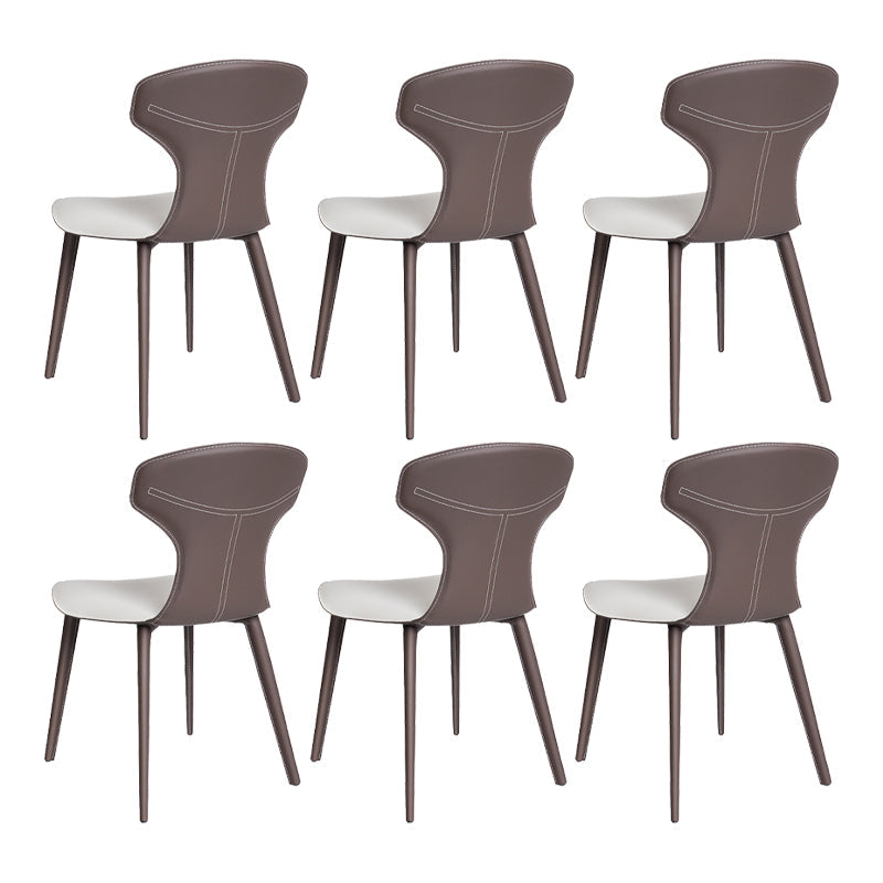 Contemporary Faux Leather Dining and Accent Chairs for Kitchen Beige Gray 6 Piece Set Clearhalo 'Dining Chairs' 'Dining Tables & Seating' 'dining_chair' 'furn' 'furn_dining_chair' 'Furniture' 'Kitchen & Dining Furniture' 7733363