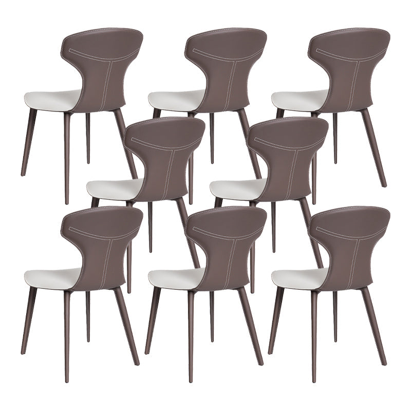 Contemporary Faux Leather Dining and Accent Chairs for Kitchen Beige Gray 8 Piece Set Clearhalo 'Dining Chairs' 'Dining Tables & Seating' 'dining_chair' 'furn' 'furn_dining_chair' 'Furniture' 'Kitchen & Dining Furniture' 7733364