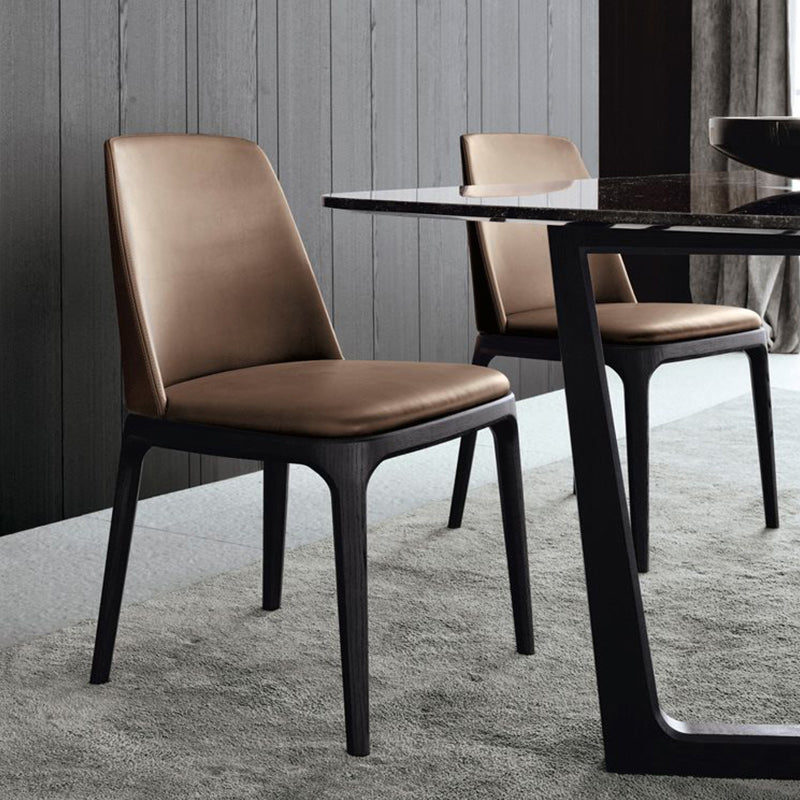 Brown and Black Contemporary Upholstered Dining and Accent Chairs Clearhalo 'Dining Chairs' 'Dining Tables & Seating' 'dining_chair' 'furn' 'furn_dining_chair' 'Furniture' 'Kitchen & Dining Furniture' 7733366