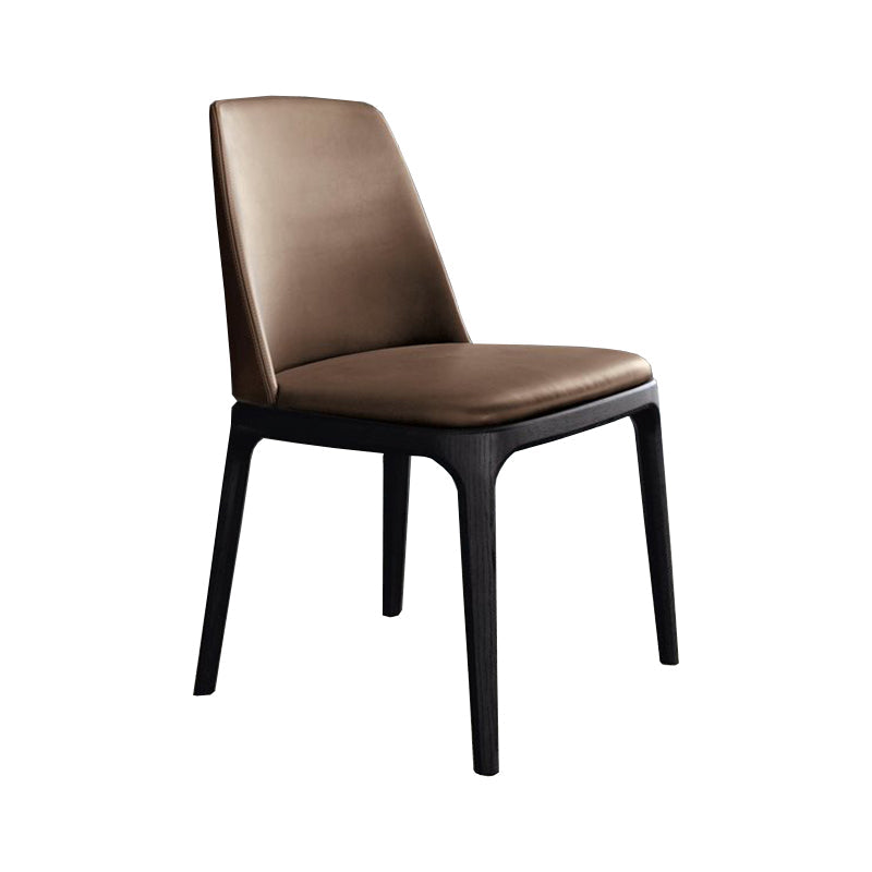Brown and Black Contemporary Upholstered Dining and Accent Chairs Armless 1 Piece Clearhalo 'Dining Chairs' 'Dining Tables & Seating' 'dining_chair' 'furn' 'furn_dining_chair' 'Furniture' 'Kitchen & Dining Furniture' 7733367