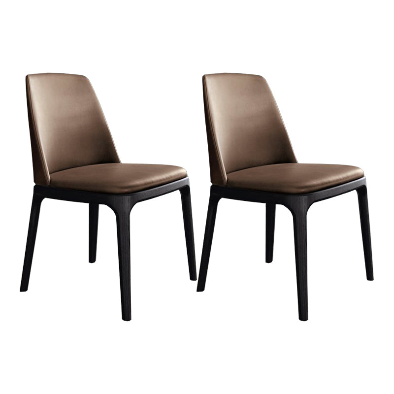 Brown and Black Contemporary Upholstered Dining and Accent Chairs Armless 2 Piece Set Clearhalo 'Dining Chairs' 'Dining Tables & Seating' 'dining_chair' 'furn' 'furn_dining_chair' 'Furniture' 'Kitchen & Dining Furniture' 7733369