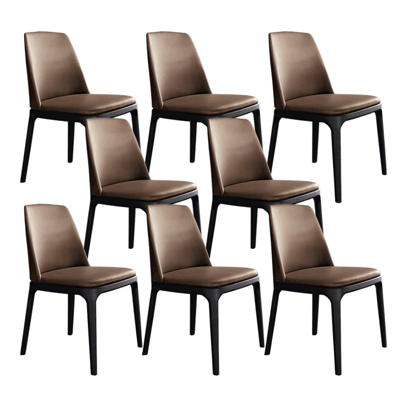 Brown and Black Contemporary Upholstered Dining and Accent Chairs Armless 8 Piece Set Clearhalo 'Dining Chairs' 'Dining Tables & Seating' 'dining_chair' 'furn' 'furn_dining_chair' 'Furniture' 'Kitchen & Dining Furniture' 7733375