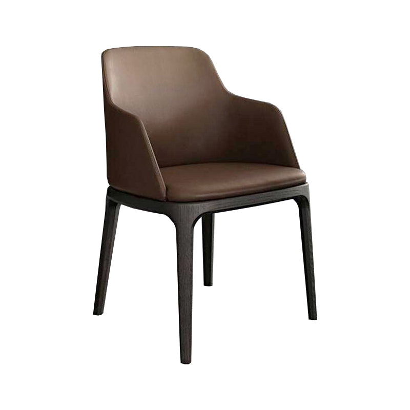Brown and Black Contemporary Upholstered Dining and Accent Chairs With Arms 1 Piece Clearhalo 'Dining Chairs' 'Dining Tables & Seating' 'dining_chair' 'furn' 'furn_dining_chair' 'Furniture' 'Kitchen & Dining Furniture' 7733376