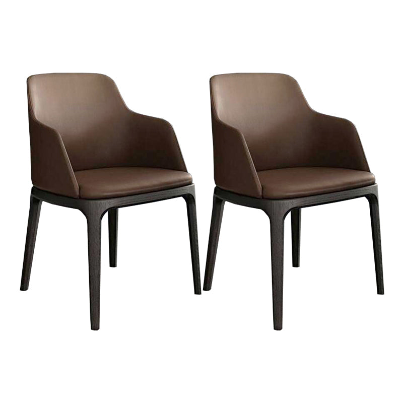Brown and Black Contemporary Upholstered Dining and Accent Chairs With Arms 2 Piece Set Clearhalo 'Dining Chairs' 'Dining Tables & Seating' 'dining_chair' 'furn' 'furn_dining_chair' 'Furniture' 'Kitchen & Dining Furniture' 7733378