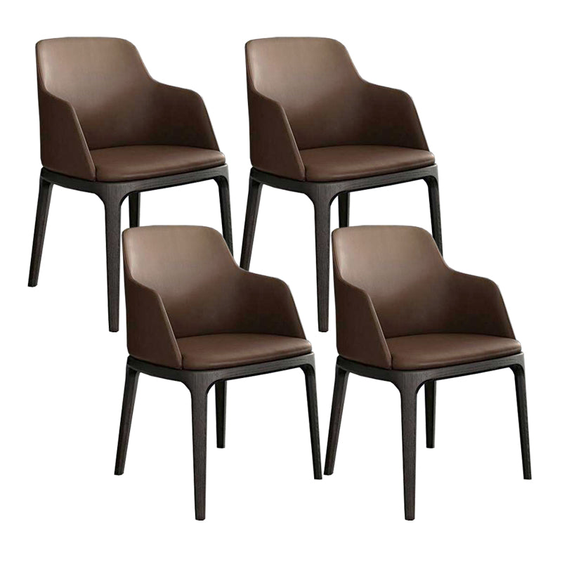 Brown and Black Contemporary Upholstered Dining and Accent Chairs With Arms 4 Piece Set Clearhalo 'Dining Chairs' 'Dining Tables & Seating' 'dining_chair' 'furn' 'furn_dining_chair' 'Furniture' 'Kitchen & Dining Furniture' 7733380
