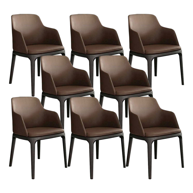 Brown and Black Contemporary Upholstered Dining and Accent Chairs With Arms 8 Piece Set Clearhalo 'Dining Chairs' 'Dining Tables & Seating' 'dining_chair' 'furn' 'furn_dining_chair' 'Furniture' 'Kitchen & Dining Furniture' 7733384