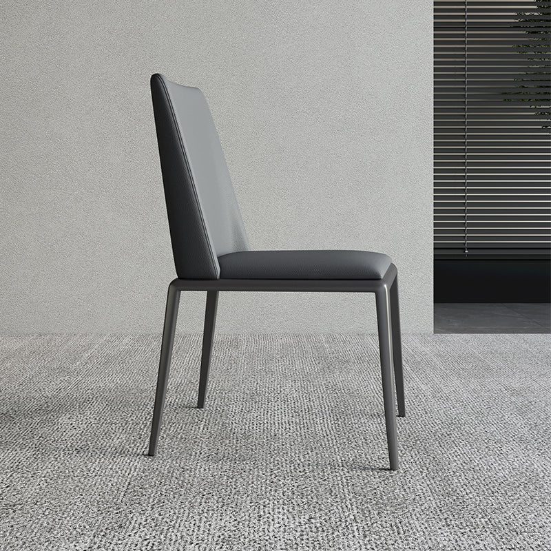 Silberbein zeitgenössischer Kunstleder -Esszimmerstuhl für Zuhause