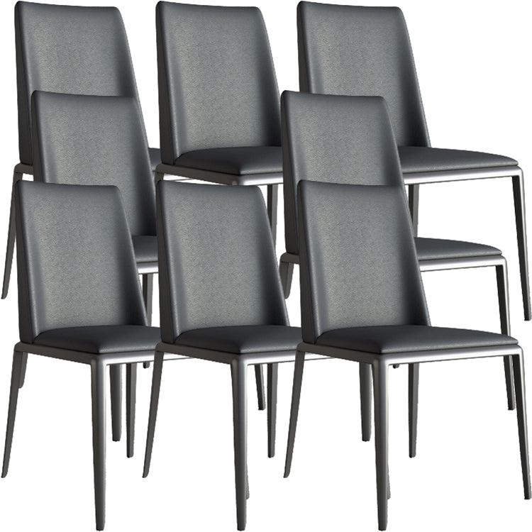 Silberbein zeitgenössischer Kunstleder -Esszimmerstuhl für Zuhause