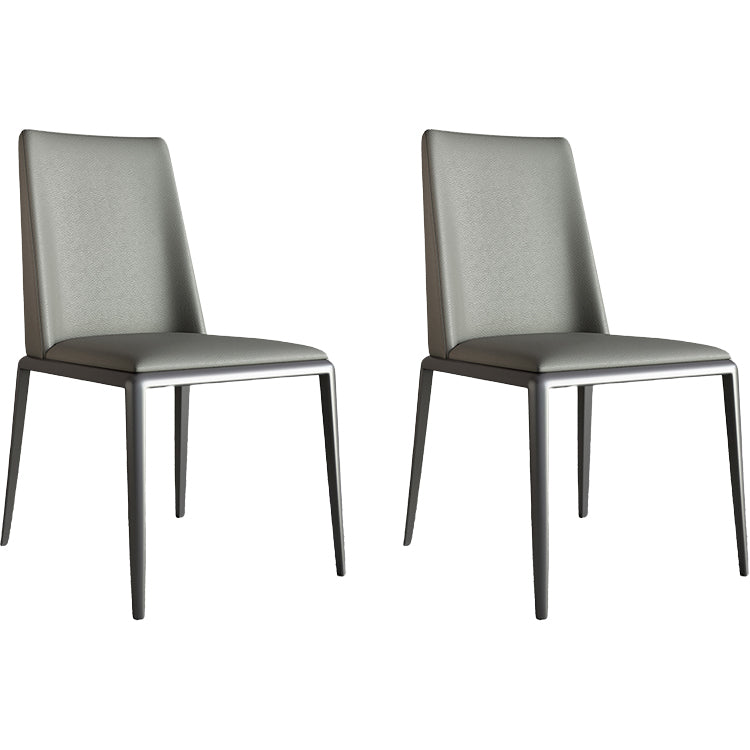 Silberbein zeitgenössischer Kunstleder -Esszimmerstuhl für Zuhause