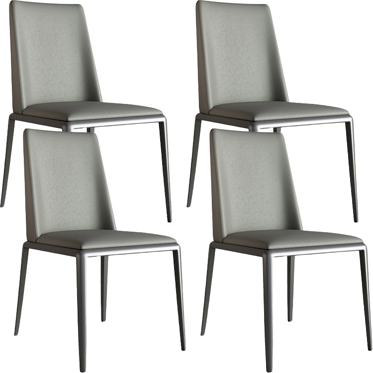 Silberbein zeitgenössischer Kunstleder -Esszimmerstuhl für Zuhause