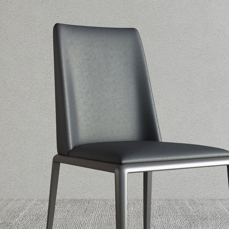 Silberbein zeitgenössischer Kunstleder -Esszimmerstuhl für Zuhause