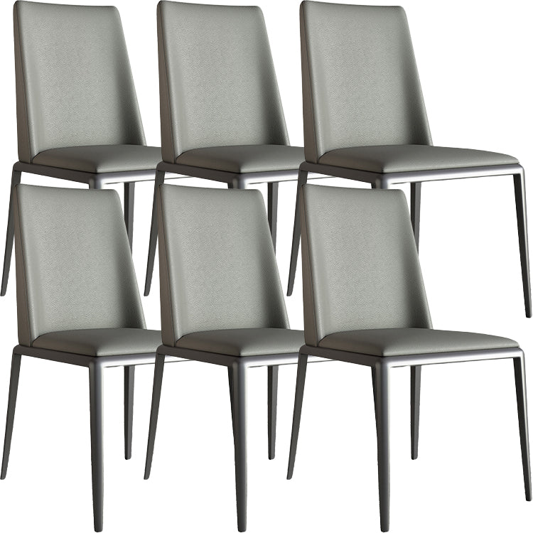 Silberbein zeitgenössischer Kunstleder -Esszimmerstuhl für Zuhause