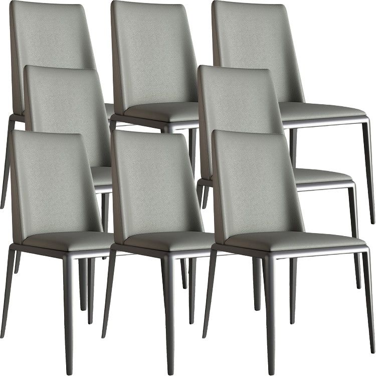 Silberbein zeitgenössischer Kunstleder -Esszimmerstuhl für Zuhause